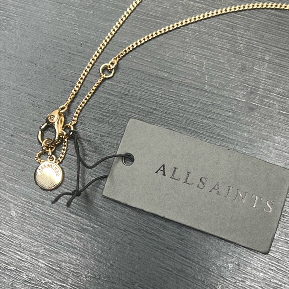 All Saints Scatter Pave Hex Pendant Necklace, Gold NWT - Picture 2 of 5